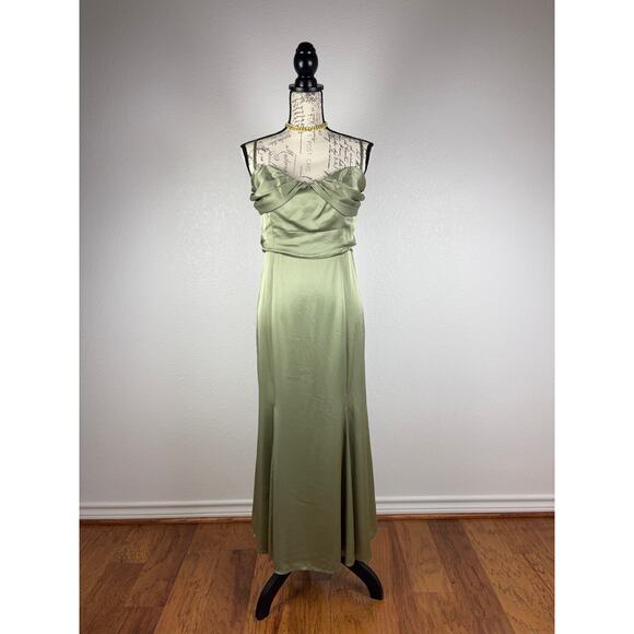 B52 Reformation Hensley Satin Midi Dress Womens 10 Evening Glam Milkmaid Wedding - Picture 5 of 11